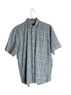 Toscano by Patrick Assaraf Men’s Large Plaid Short Sleeve Cotton Shirt